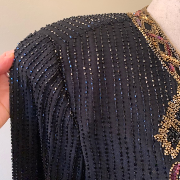 Vintage Beaded Silk Blazer - Picture 4 of 5